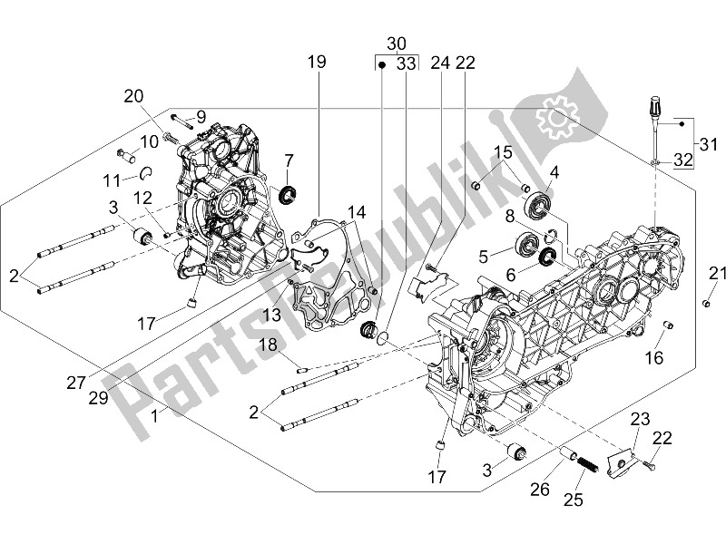 Toutes les pièces pour le Carter du Gilera Runner 125 VX 4T E3 2007