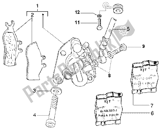 All parts for the Front Brake Caliper of the Gilera DNA GP Experience 50 1998