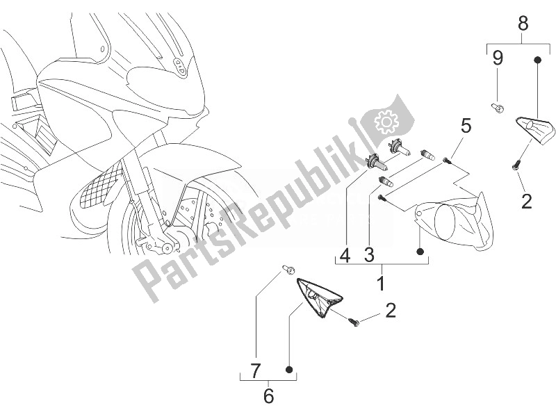 Toutes les pièces pour le Phares Avant - Clignotants du Gilera Runner 125 VX 4T 2005