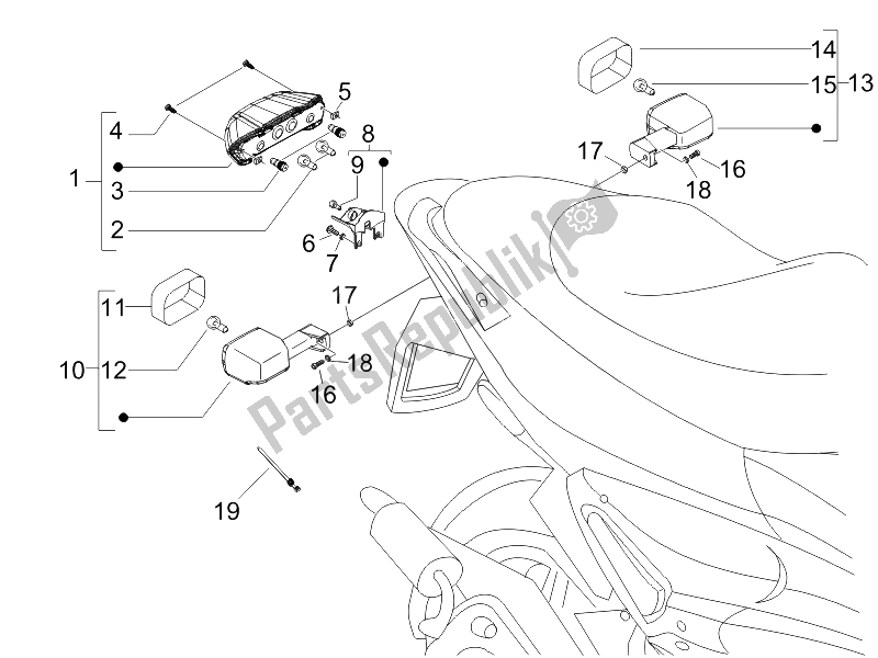 All parts for the Rear Headlamps - Turn Signal Lamps of the Gilera Runner 200 VXR 4T Race UK 2006