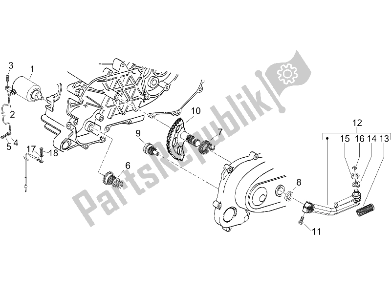 Toutes les pièces pour le Stater - Démarreur électrique du Gilera Runner 50 SP 2007