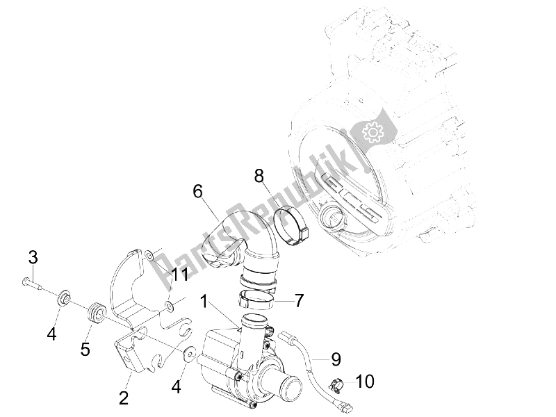 All parts for the Cooler Pump of the Gilera Nexus 125 IE E3 2009