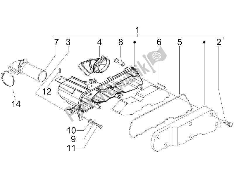 All parts for the Air Filter of the Gilera Runner 50 SP 2007