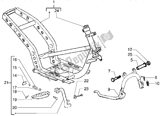 Toutes les pièces pour le Support Central Châssis du Gilera Runner VXR 125 1998