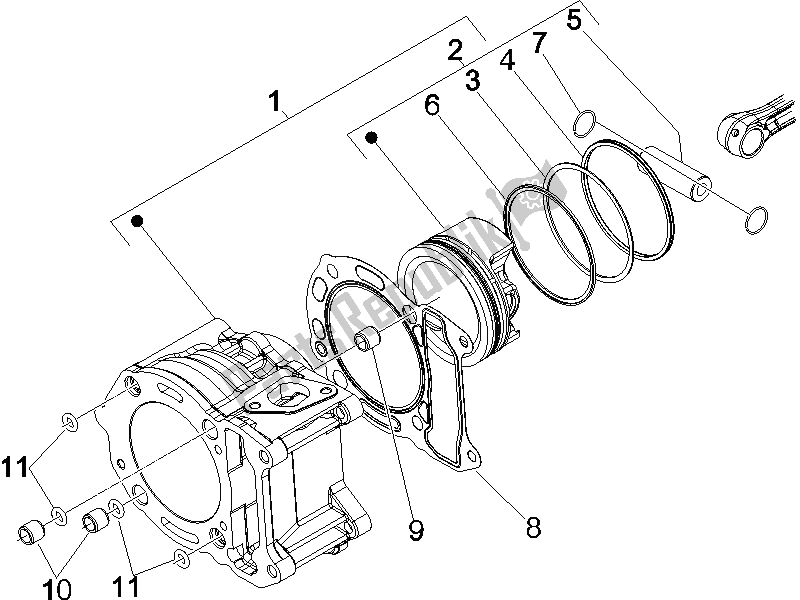 All parts for the Cylinder-pistston-wrist Pin Unit of the Gilera Runner 200 VXR 4T Race E3 2006