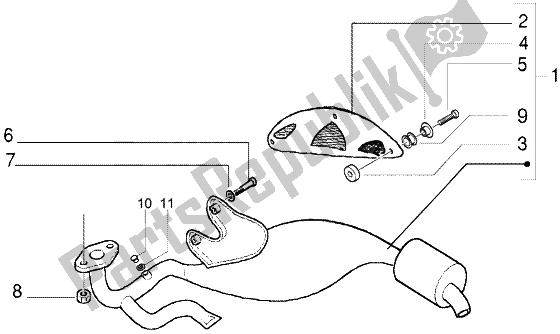 All parts for the Silencer of the Gilera DNA M Y 50 1998