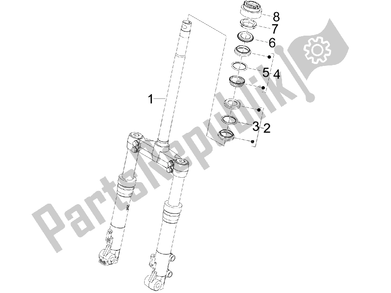 Toutes les pièces pour le Fourche / Tube De Direction - Palier De Direction du Gilera Runner 125 VX 4T SC E3 2006