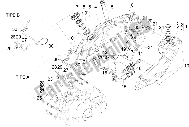 All parts for the Fuel Tank of the Gilera GP 800 2009