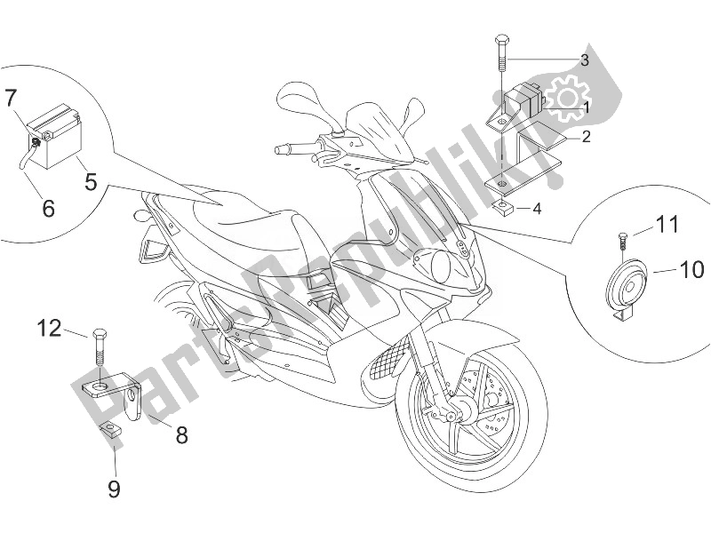 All parts for the Remote Control Switches - Battery - Horn of the Gilera Runner 125 VX 4T 2005