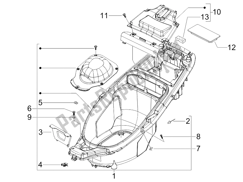 All parts for the Helmet Huosing - Undersaddle of the Gilera Runner 50 SP Race 2005