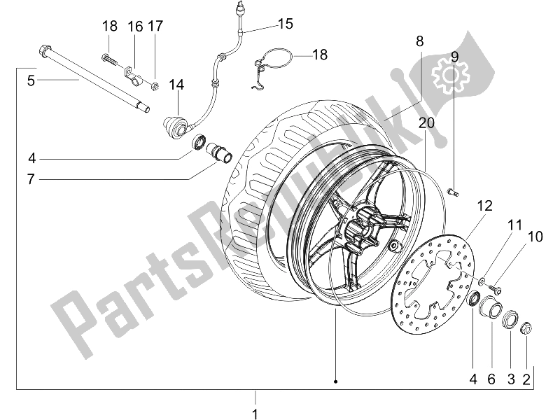 Toutes les pièces pour le Roue Avant du Gilera Runner 200 VXR 4T Race E3 UK 2006