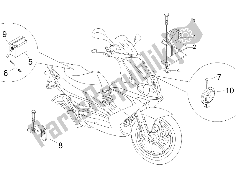 Toutes les pièces pour le Télécommandes - Batterie - Klaxon du Gilera Runner 200 VXR 4T Race 2005