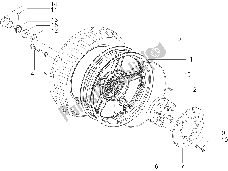 Toutes les pièces pour le Roue Arrière du Gilera Runner 50 Pure JET SC 2006