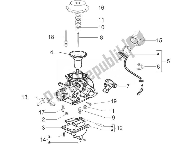 Toutes les pièces pour le Composants Du Carburateur du Gilera Runner 125 VX 4T 2005