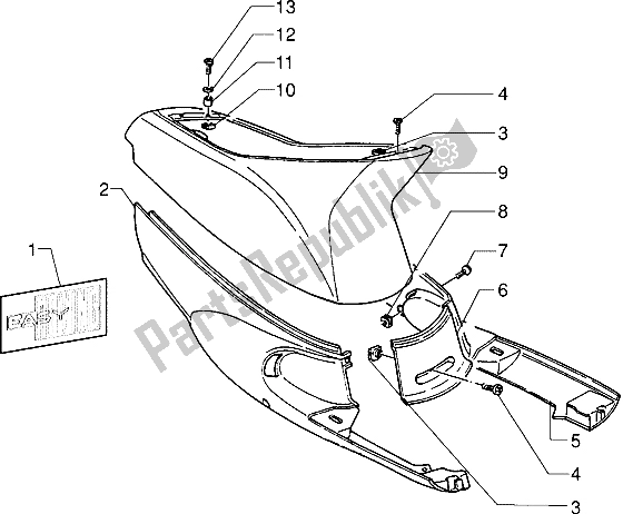 All parts for the Side Covers of the Gilera Easy Moving 50 1998