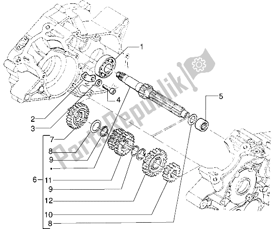 Toutes les pièces pour le L'arbre Principal du Gilera H K 50 1998