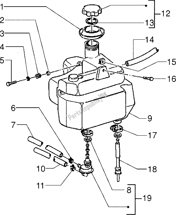 All parts for the Fuel Tank of the Gilera Easy Moving 50 1998