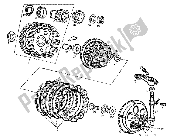 All parts for the Clutch Assy of the Gilera GPR 50 1998