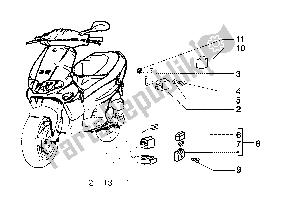 All parts for the Electrical Devices (4) of the Gilera Runner 125 FX 2T 1998