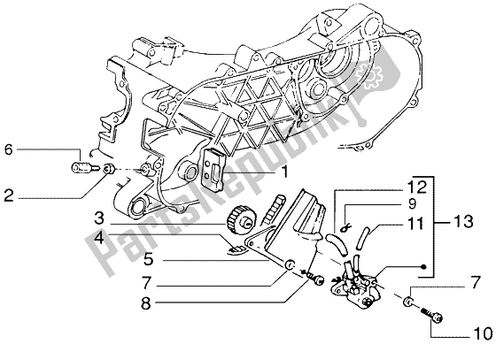 All parts for the Oil Pump of the Gilera DNA M Y 50 1998