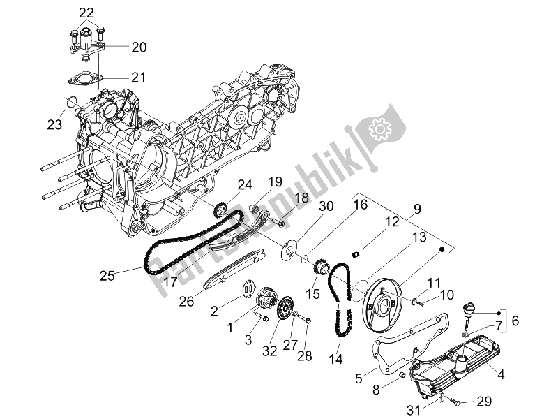 Alle onderdelen voor de Oliepomp van de Gilera Runner 125 VX 4T Race E3 UK 2006