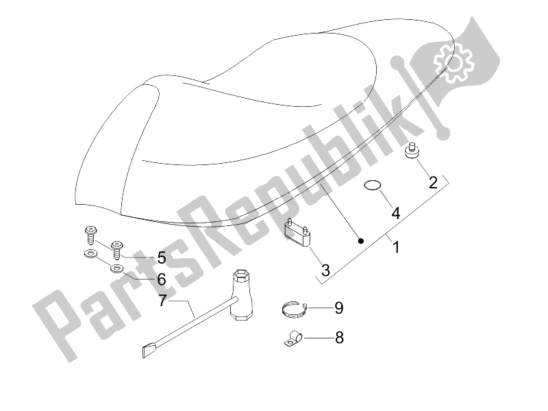 Tutte le parti per il Sella / Sedi - Rullo Degli Attrezzi del Gilera Runner 50 SP SC 2006