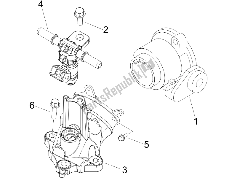 All parts for the Throttle Body - Injector - Union Pipe of the Gilera Nexus 500 E3 2009