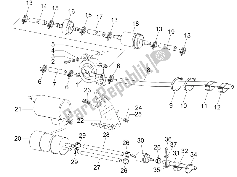 Tutte le parti per il Sistema Di Approvvigionamento del Gilera Runner 200 VXR 4T E3 2006