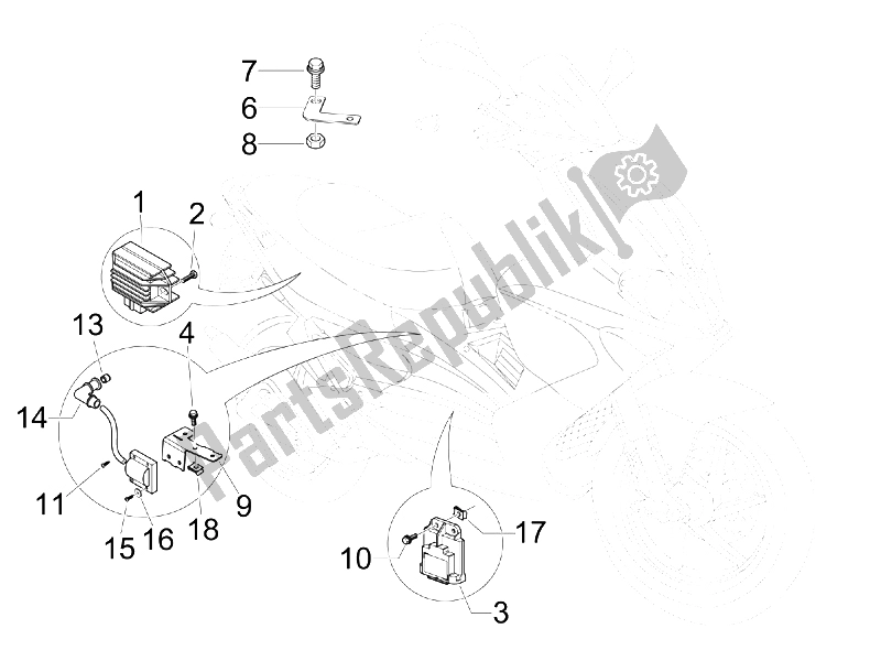All parts for the Voltage Regulators - Electronic Control Units (ecu) - H. T. Coil of the Gilera Runner 200 VXR 4T Race UK 2006