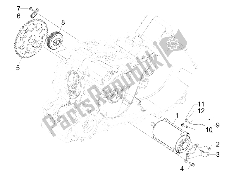 All parts for the Stater - Electric Starter of the Gilera GP 800 2009