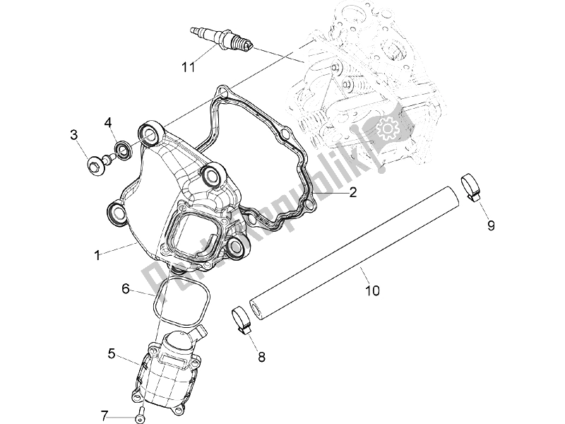 Toutes les pièces pour le Le Couvre-culasse du Gilera Nexus 250 SP E3 2006