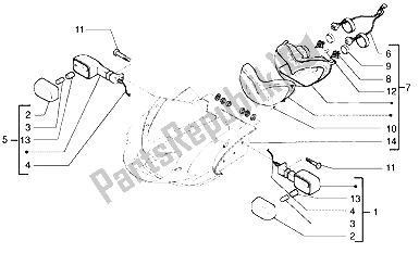 All parts for the Headlamp-turn Signal Lamp of the Gilera DNA 125 1998
