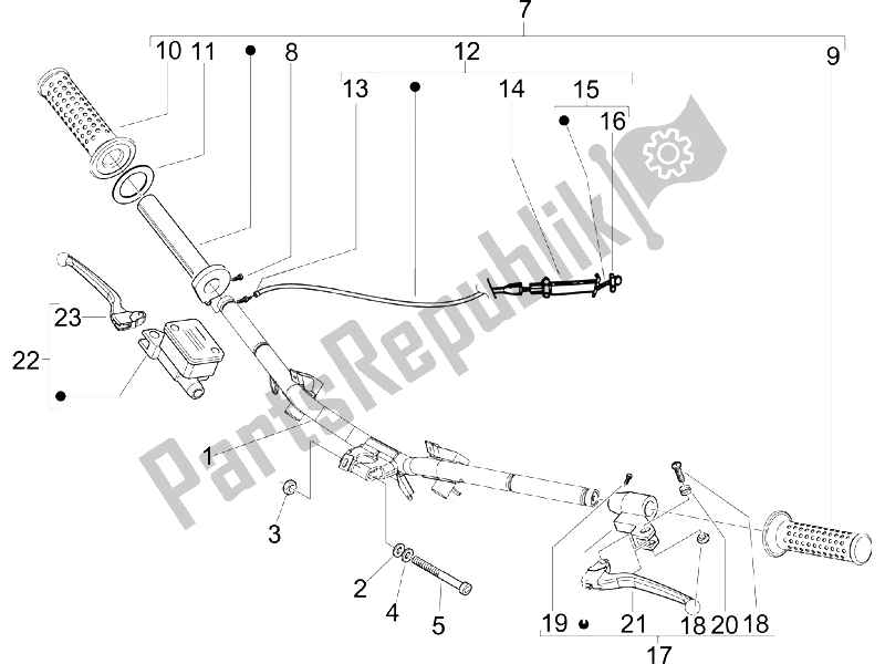 Toutes les pièces pour le Guidon - Master Cil. Du Gilera Storm 50 2007