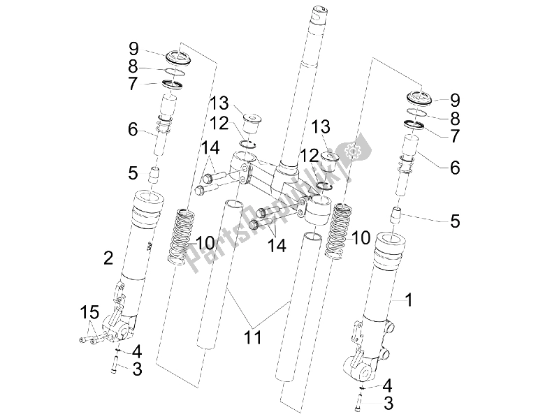 All parts for the Fork's Components (kayaba) of the Gilera Runner 125 VX 4T E3 Serie Speciale 2007