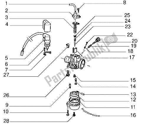 All parts for the Carburettor (2) of the Gilera DNA 50 1998