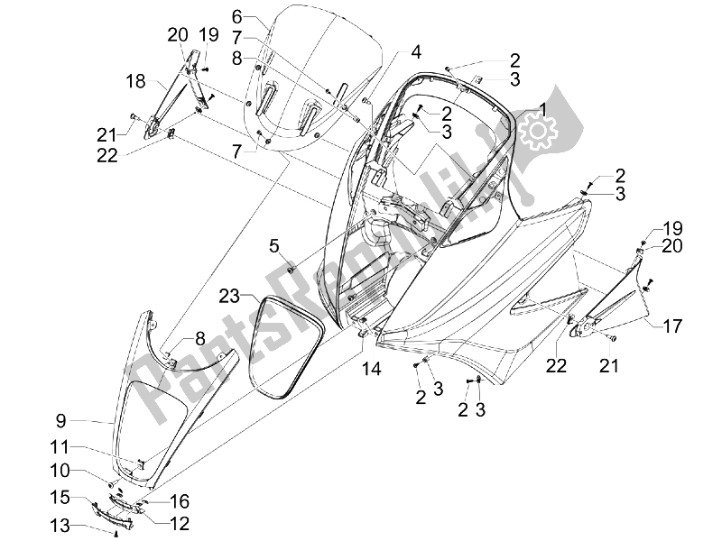 Toutes les pièces pour le Bouclier Avant du Gilera GP 800 Centenario 2009