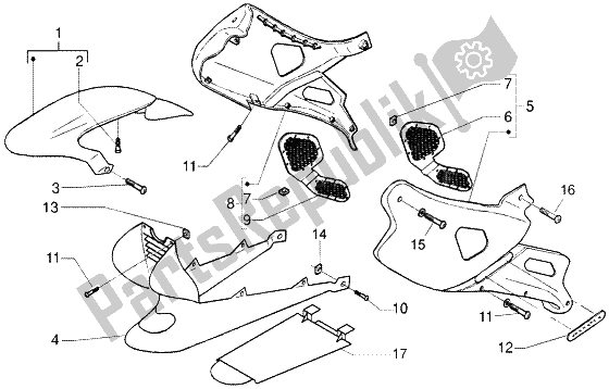 All parts for the Side Covers of the Gilera DNA M Y 50 1998