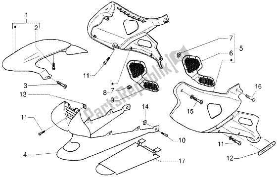 All parts for the Side Covers of the Gilera DNA M Y 50 1998