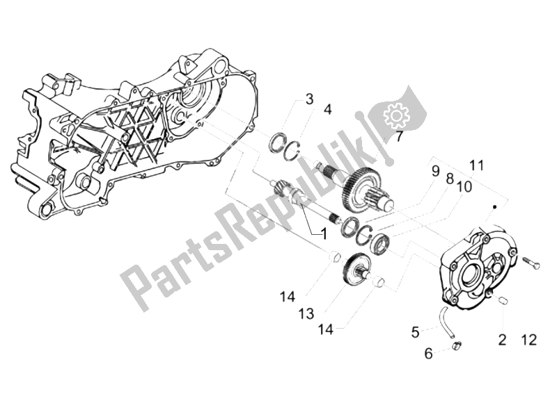 All parts for the Reduction Unit of the Gilera DNA 50 2006