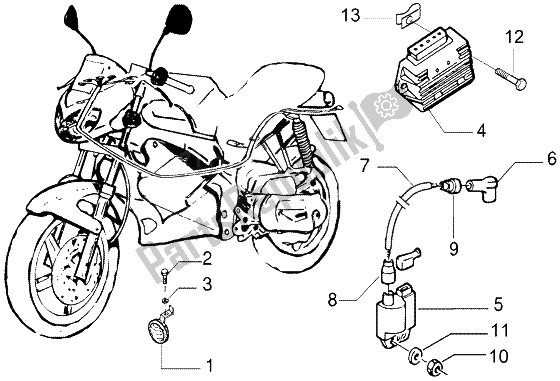 All parts for the Electrical Device of the Gilera DNA M Y 50 1998