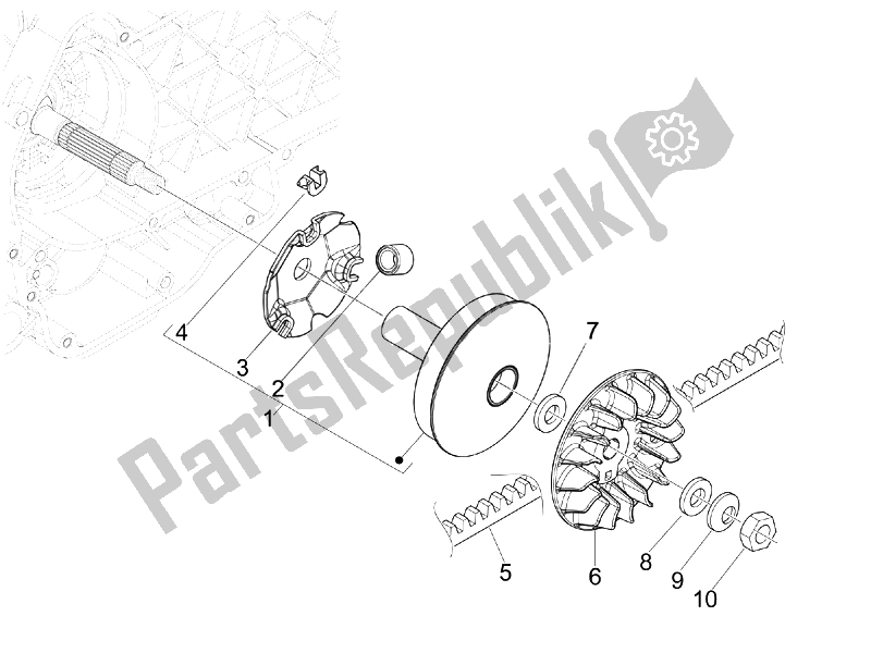 Toutes les pièces pour le Poulie Motrice du Gilera Nexus 125 IE E3 2008