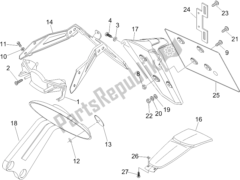 Toutes les pièces pour le Capot Arrière - Protection Contre Les éclaboussures du Gilera Nexus 250 SP E3 2006