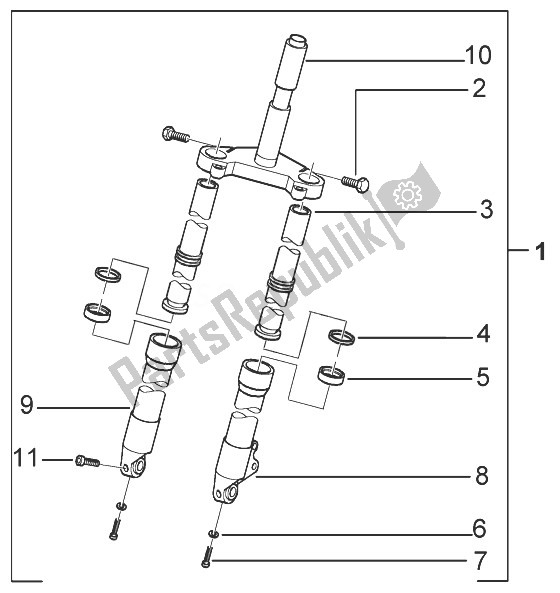 Todas as partes de Garfo do Gilera Runner 125 VX 4T 1998