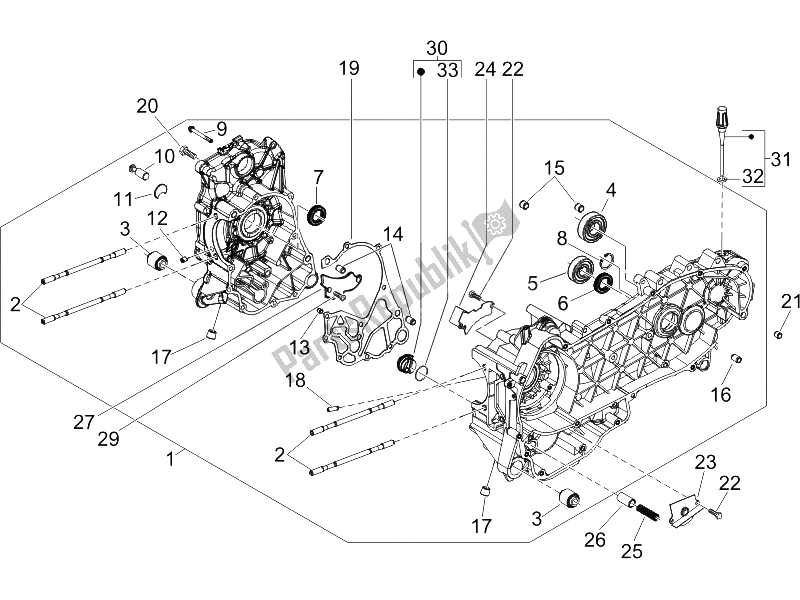 All parts for the Crankcase of the Gilera Runner 125 VX 4T Race E3 2006