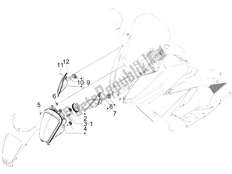 Toutes les pièces pour le Phares Avant - Clignotants du Gilera GP 800 2007