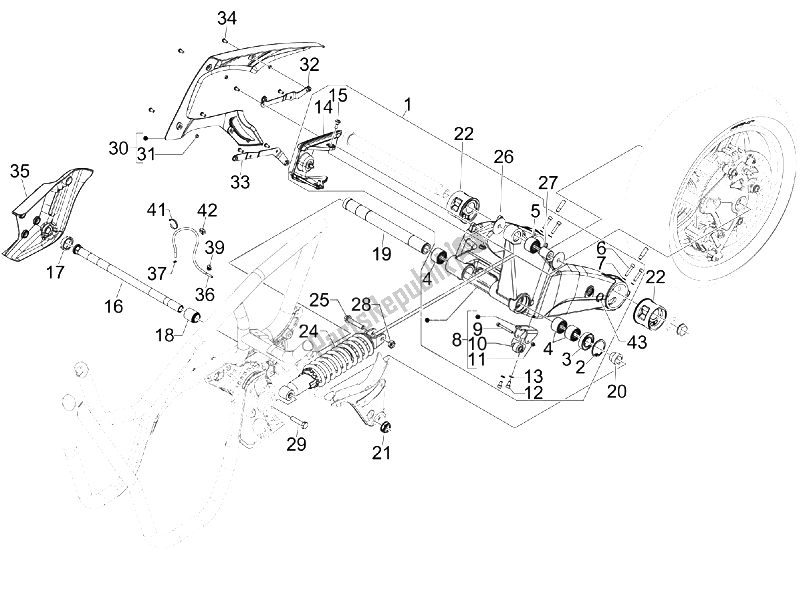 All parts for the Rear Suspension - Shock Absorber/s of the Gilera GP 800 Centenario 2009