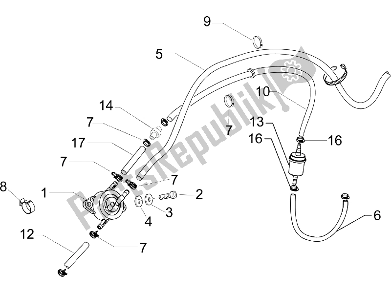 All parts for the Supply System of the Gilera Runner 200 VXR 4T Race UK 2006