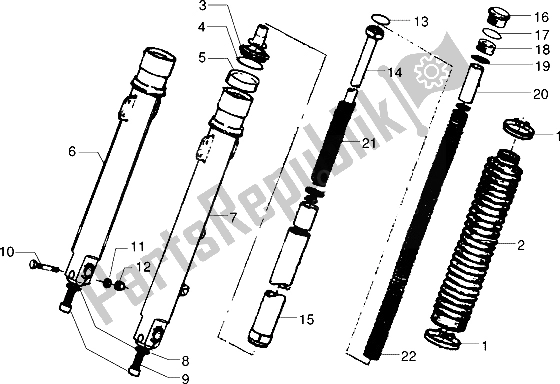 Toutes les pièces pour le Suspension De Roue Avant (2) du Gilera Surfer 50 1998