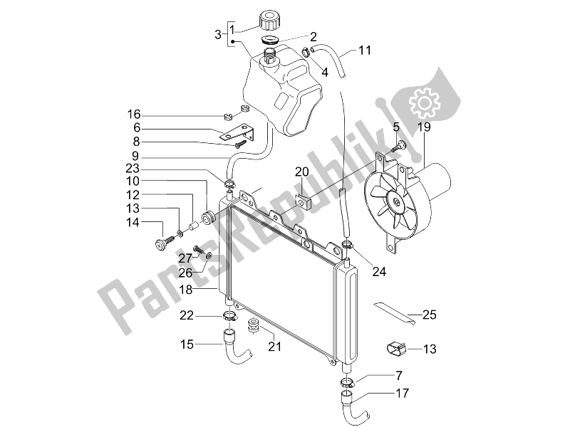 Toutes les pièces pour le Système De Refroidissement du Gilera Nexus 500 SP E3 2006