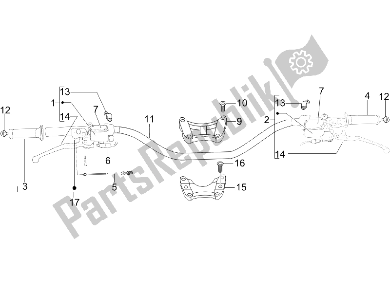 All parts for the Handlebars - Master Cil. Of the Gilera DNA 50 2006